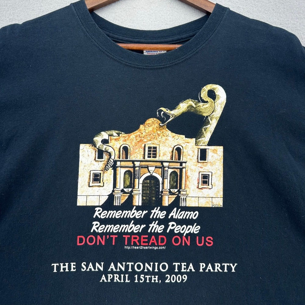 2009 Alamo San Antonio Tea Party Black T-Shirt L Y2K Don't Tread On Us Y2K 2000s